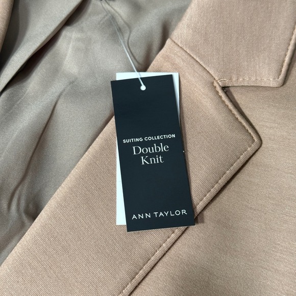 Ann Taylor Double Knit Suit Blazer Women Size 2 Beige Single Button - Picture 3 of 5